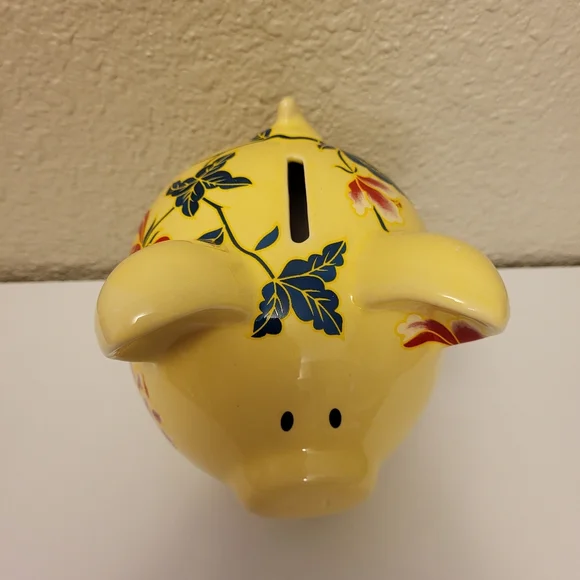 Yellow Floral Piggy Bank - Picture 5 of 6